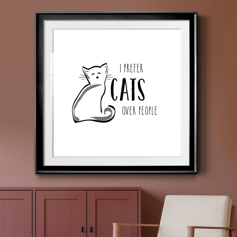 Cats over People - Cadre photo, impression d'art textuel sur papier, Papier encadré noir, H 30,5 po x l 30,5 po x P 1,5 po