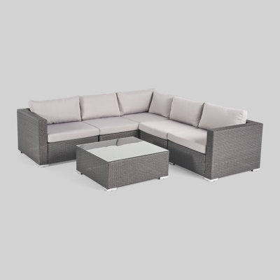 Josselyn 6 Piece Rattan Sectional Seating Group with Cushions by Ebern Designs