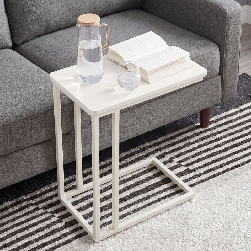 Sashko End Table, Cream White Top/White Base