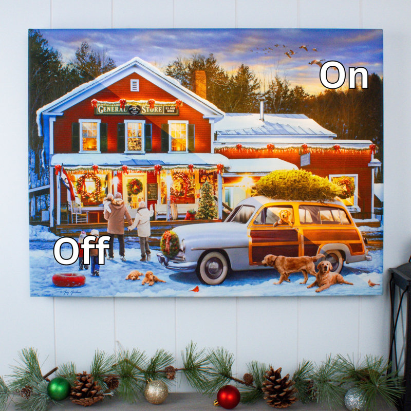 Art mural entièrement illuminé à DEL 18 x 24 Christmas Store