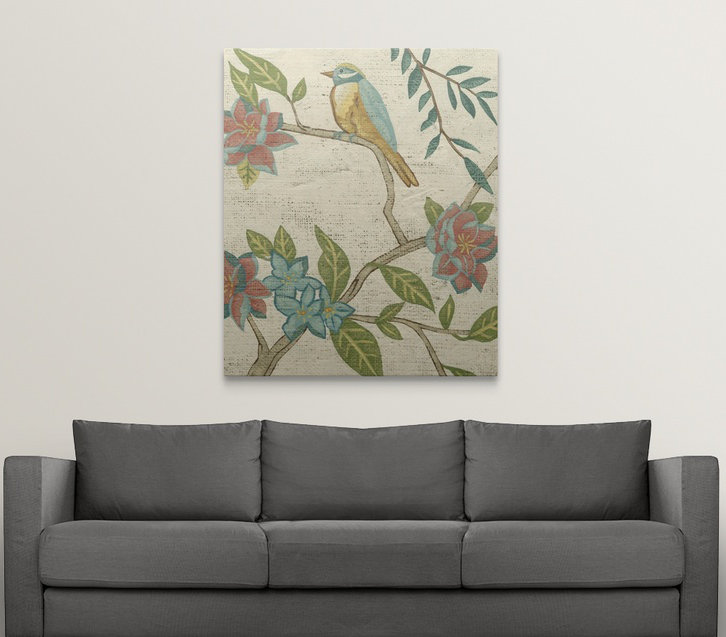 «Antique Aviaire IV», reproduction d'art graphique Chariklia Zarris, H 30 po x l 24 po x P 1,25 po, Toile