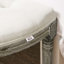 Banc de bout de lit semi-circulaire avec capitonnage, entrée de chambre rembourrée avec pieds en bois d'hévéa, blanc cassé