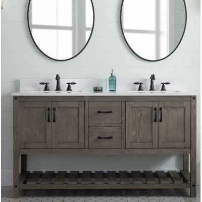 Radstock 60'' Double Bathroom Vanity with Engineered Quartz Top