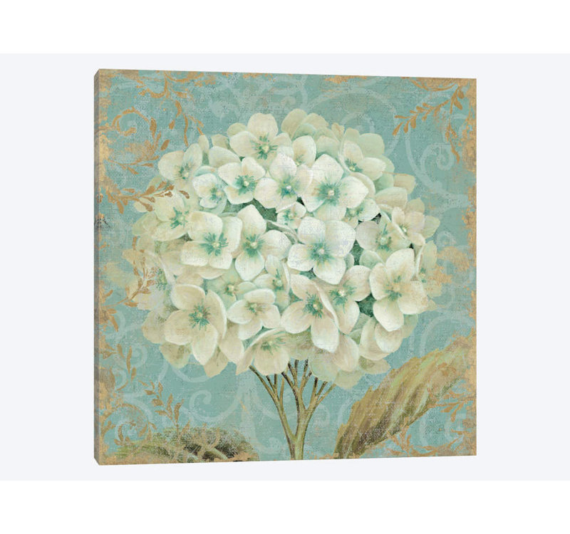 Hydrangea Square II by Wild Apple Portfolio - Print on Canvas, Classic Wood Floater Framed