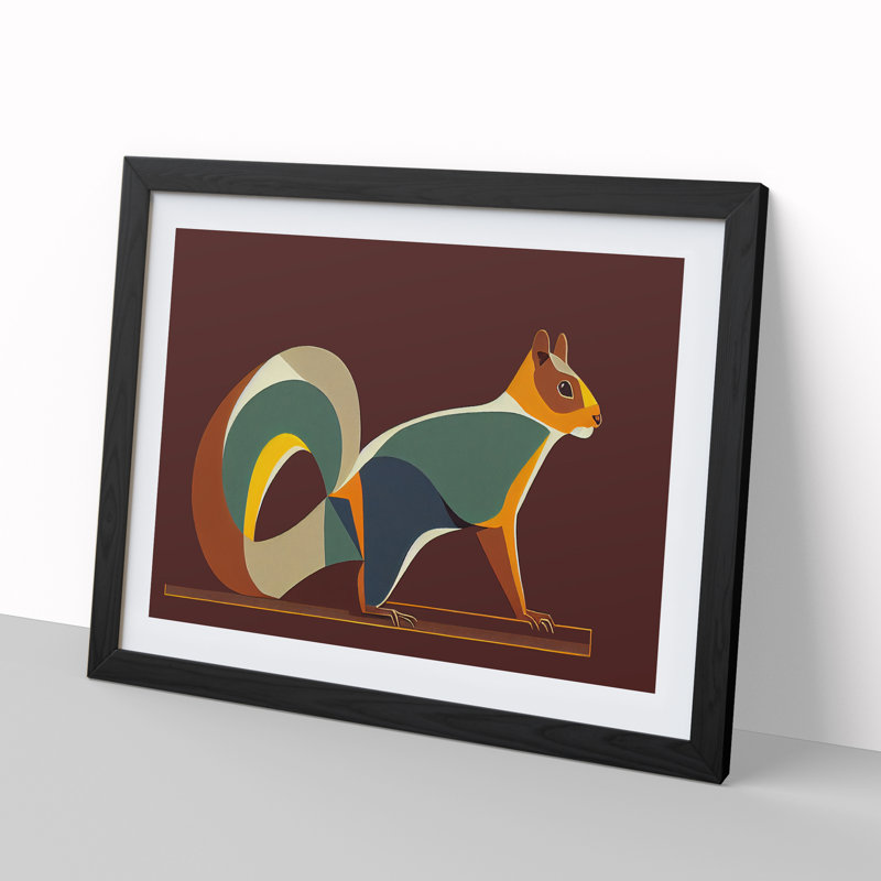 Squirrel in Abstract - Framed Print, Black