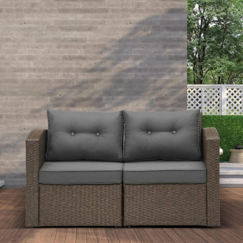 Canapé d'extérieur 26 po en osier avec coussins Sunbrella®