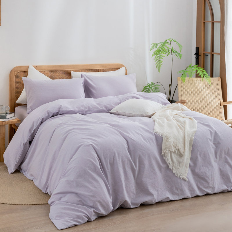 Ensemble de housse de couette 100% coton délavé Bestouch Bestouch, Housse de couette pour lit simple + 1 taie d'oreil