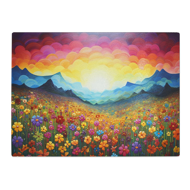 Rainbow Colour Field No.2  Glass Chopping Board