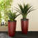 23.75"H Set Of 2 Oversized Eco-Friendly PP And Stone Honeycomb Textured Green Tall Plastic Planter