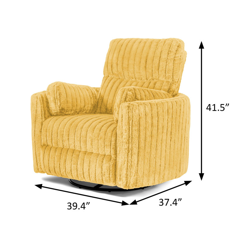 39.4" W Contemporary Power Glider Recliner W/ Swivel, Yellow, Yellow