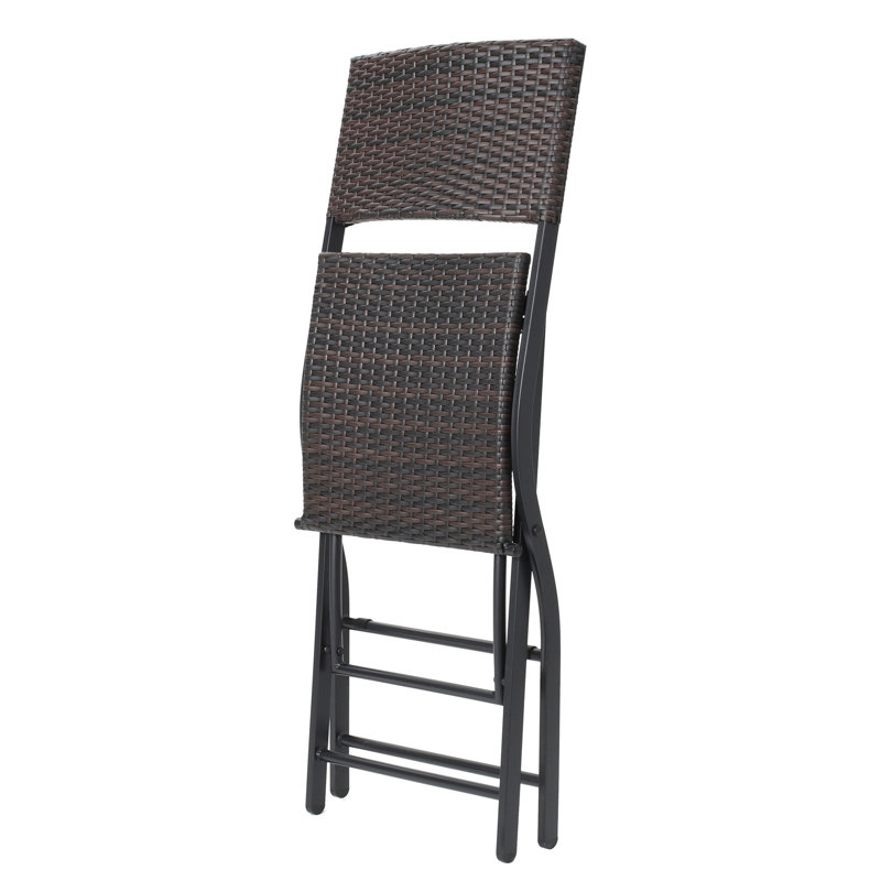 Tabourets de bar extérieurs en osier durable avec faux rotin, conception pliable pour un rangement et un transport faciles
