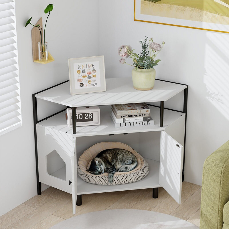 Adriah Litter Box Enclosure, White