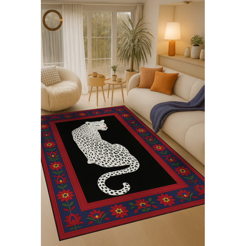 Tapis tissé à motif de tigre rouge Mosso, 2'6" x 4'11"