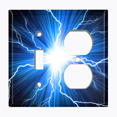 Metal Light Switch Plate Outlet Cover (Lightning Blue - Single Toggle Single Duplex)