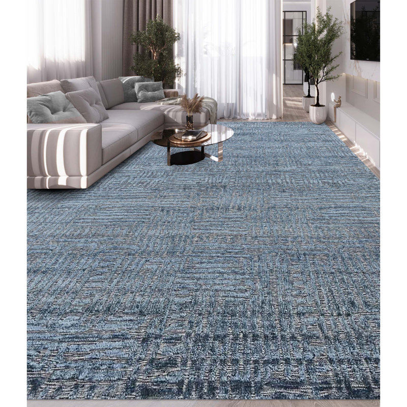 Patchwork Area Rug in Blue/Gray, Rectangle 6' x 9'