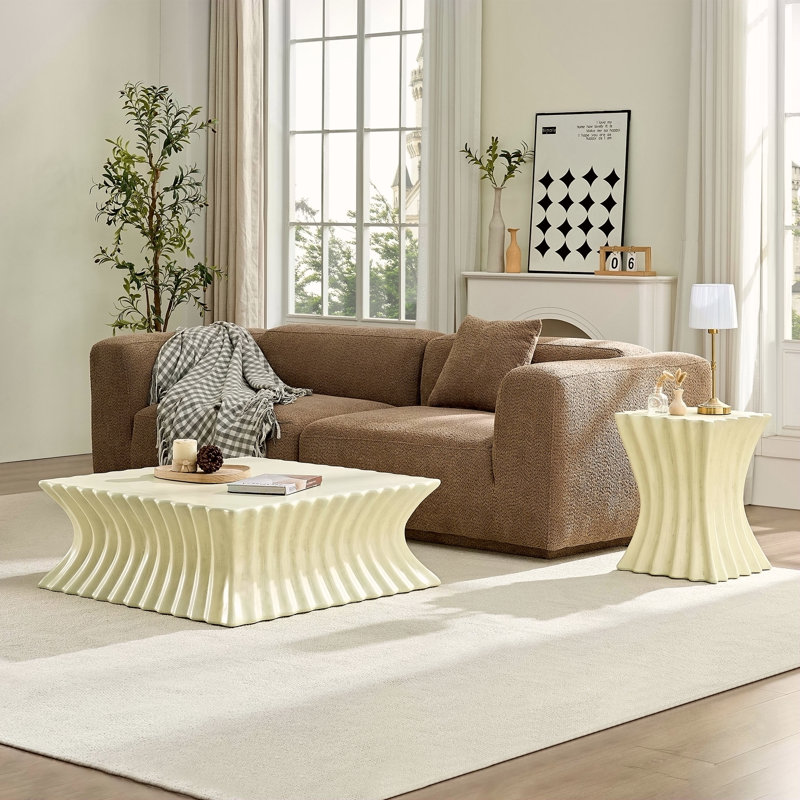Ensemble d'appoint 35,43 po + 15,16 po vintage en fibre de verre robuste pour salon