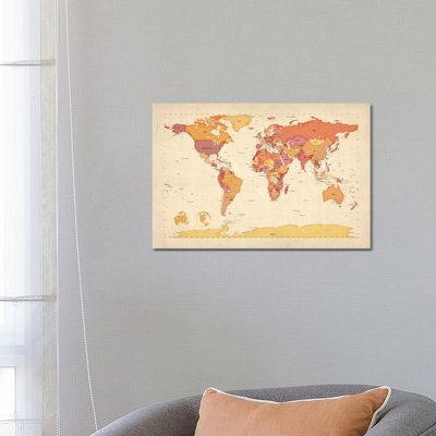 Map Of The World VII by Michael Tompsett - Wrapped Canvas Print