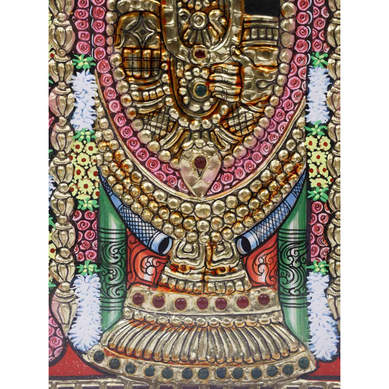 Lord Tirupati Balaji (Venkateshvara), peinture encadrée de Tanjore | Or 24 carats