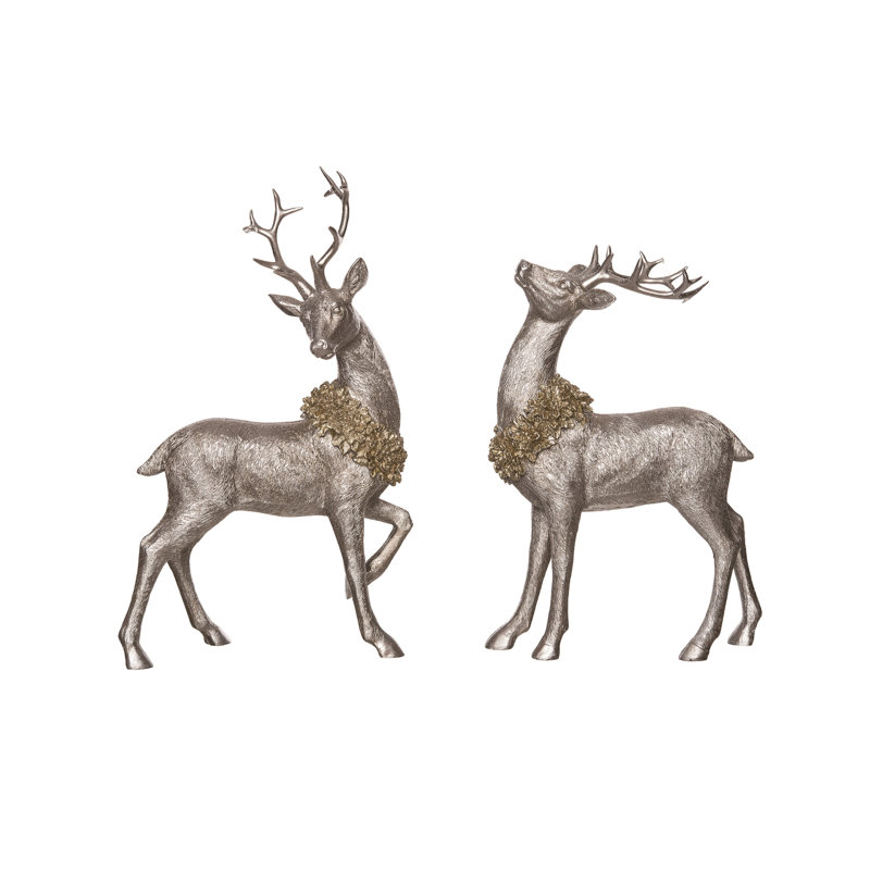  Ensemble de 2 décorations de Noël en résine pour renne doré