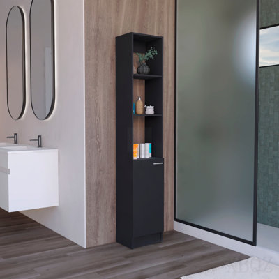 Armoire de rangement en lin avec une porte Parks, une grande armoire de salle de bain avec 6 tablettes, pour salle de bain, salon, cuisine