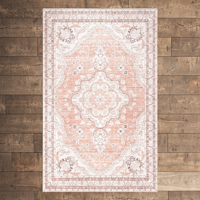Tapis lavable à la machine Zahra Medallion, Rectangle 4 pi x 6 pi