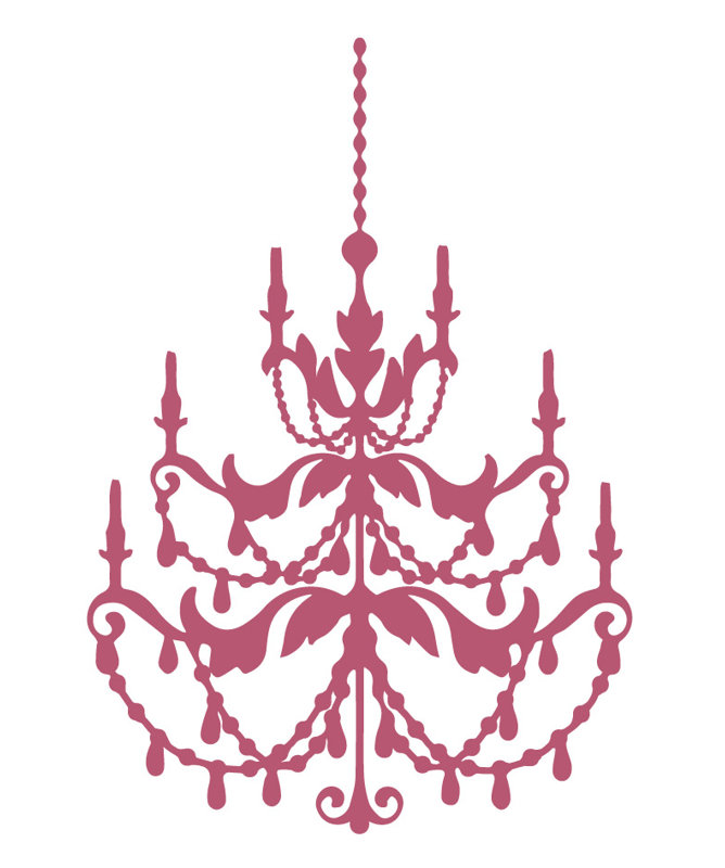 Décalcomanie murale lustre française, Rouge à lèvres, H 24 po x l 16 po x P 0,01 po