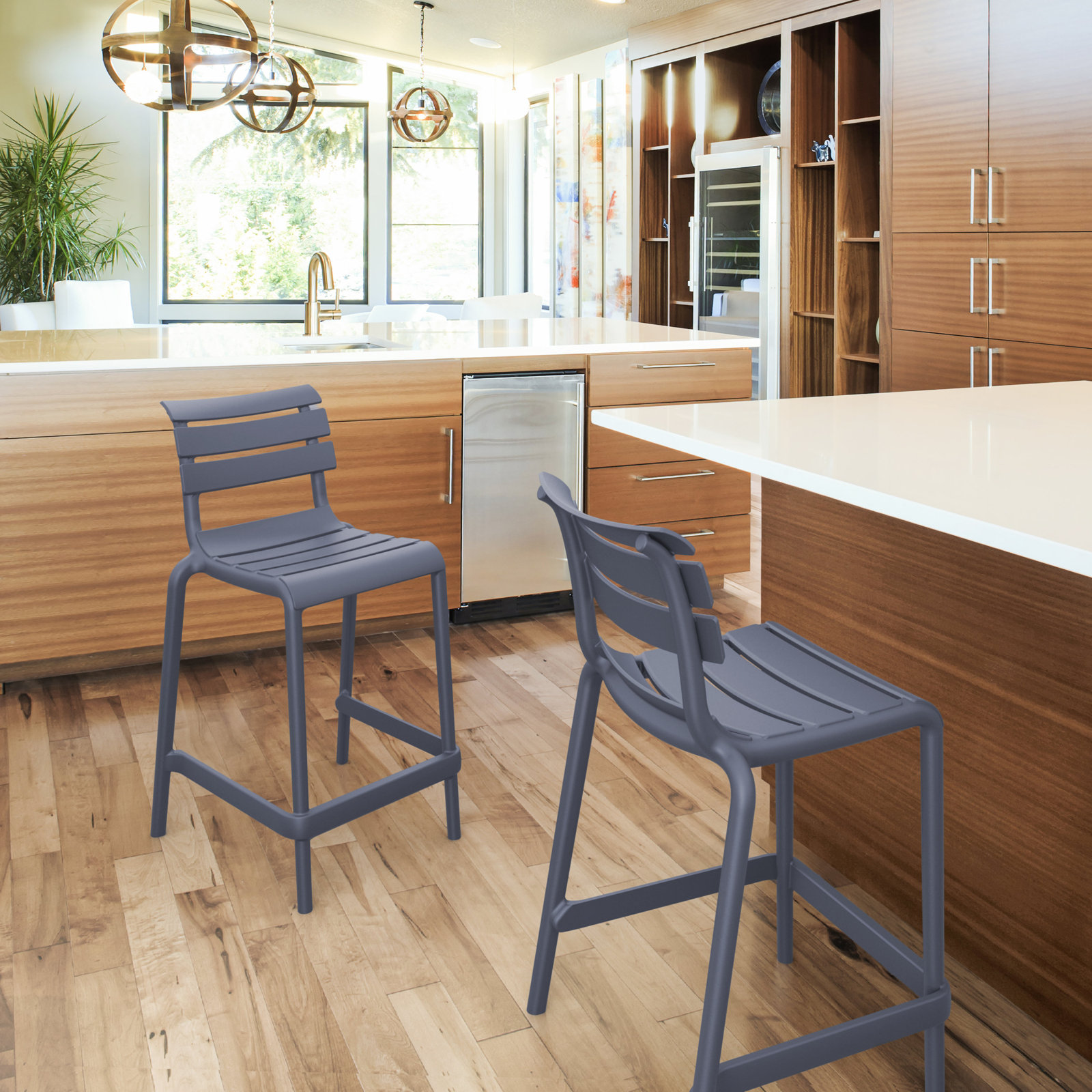 Ruta Patio Bar Stool, Dark Gray , 25.60"
