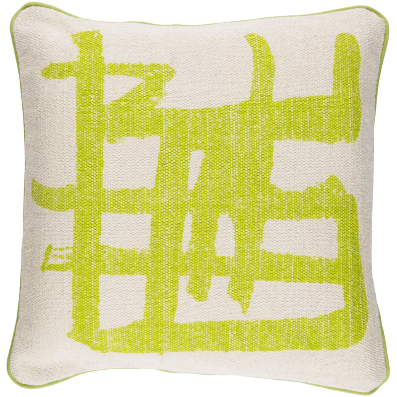 Bristle Abstract Cotton Throw Pillow, Lime, Down