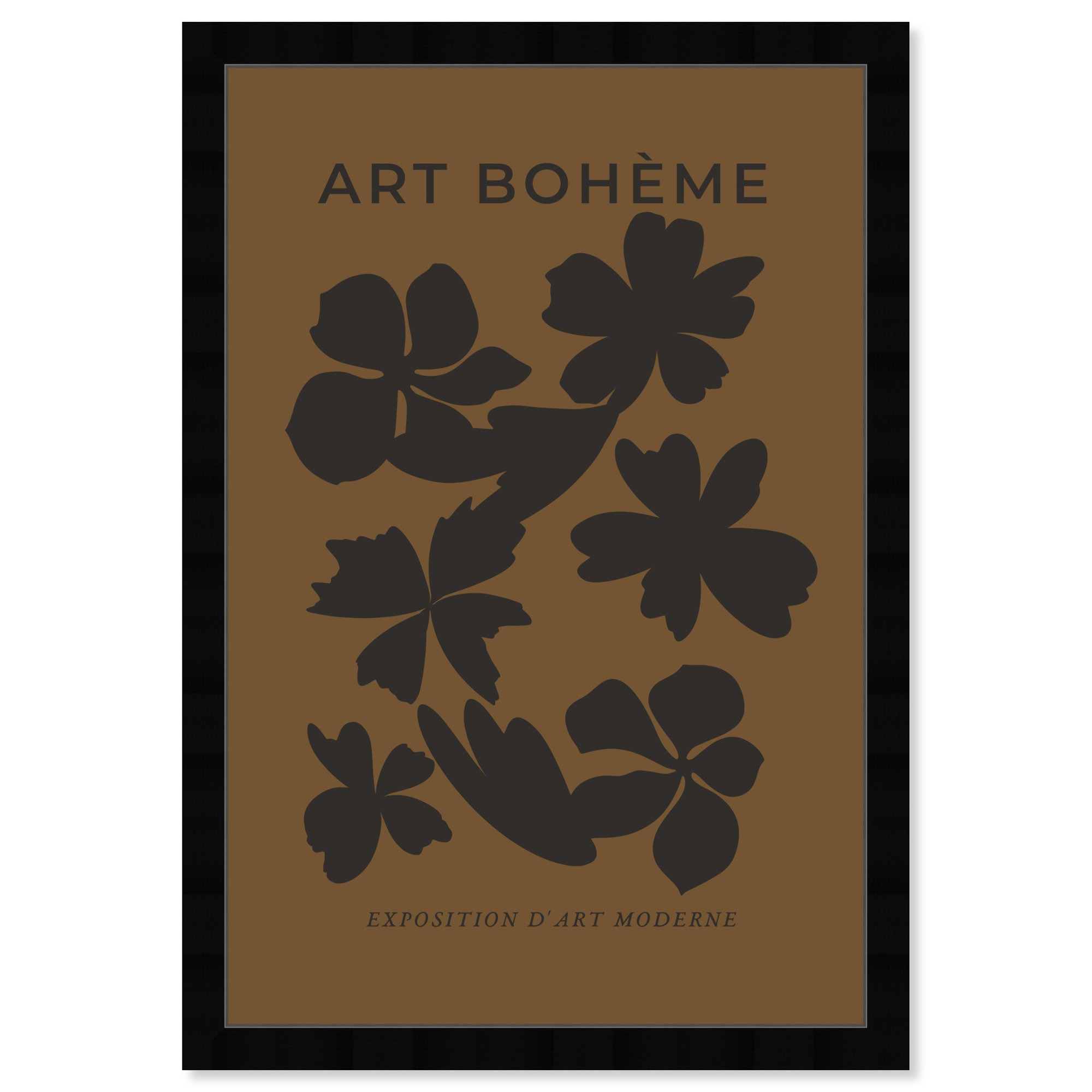 Minimal Black And Brown Floral Pattern by Oliver Gal, Black, 26" H x 18" W
