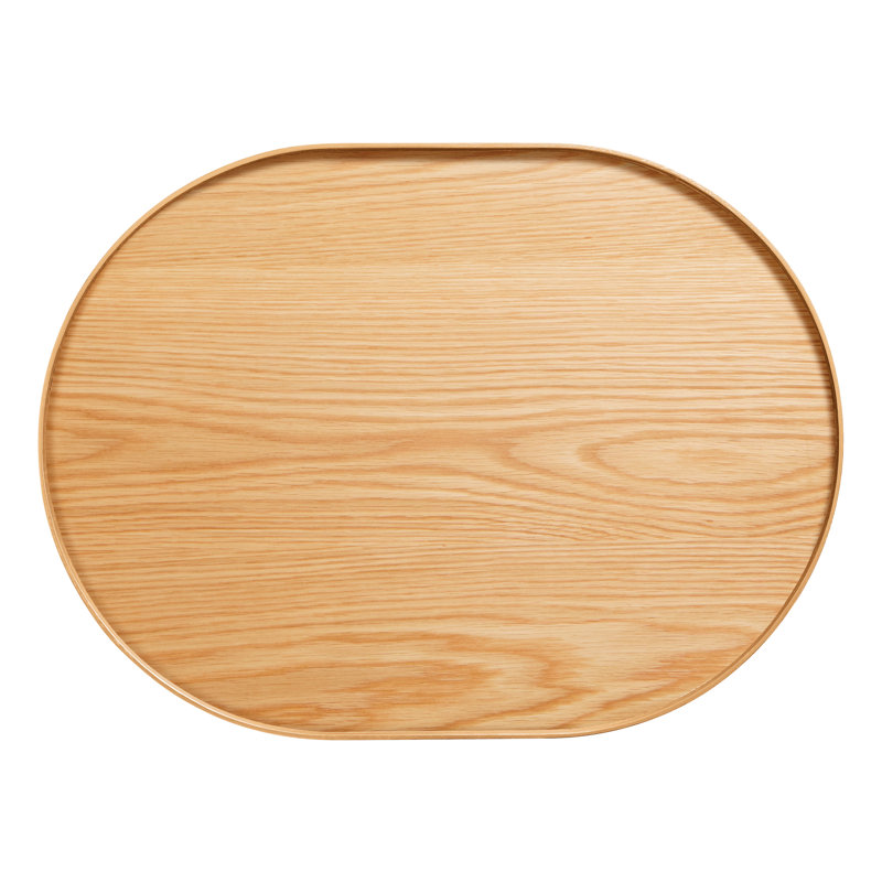 Roundhouse Solid Wood End Table, White Oak, Black
