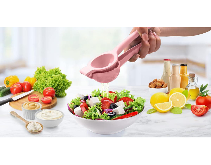 Zulay Kitchen Metal Lemon Squeezer Citrus Juicer Manual Press for Extracting the Most Juice, Pink