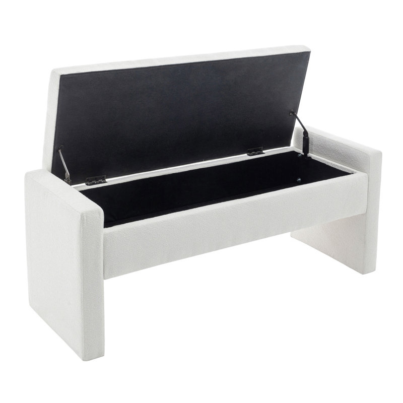 Rasner Upholstered Flip Top Storage Bench, White