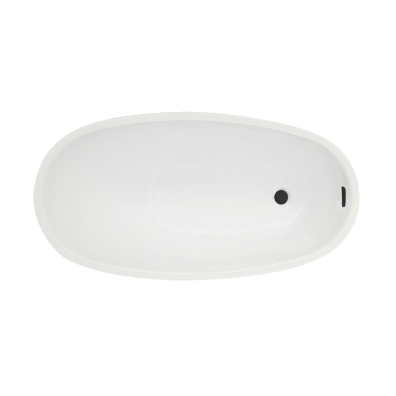 Kingston Brass Aqua Eden 48-Inch Acrylic Oval Single Slipper Freestanding Tub with Drain