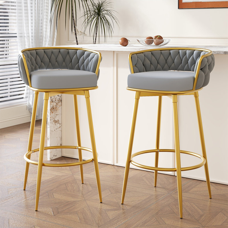 Ensemble de 2 tabourets de bar pivotants à hauteur de comptoir (sans table), Gris