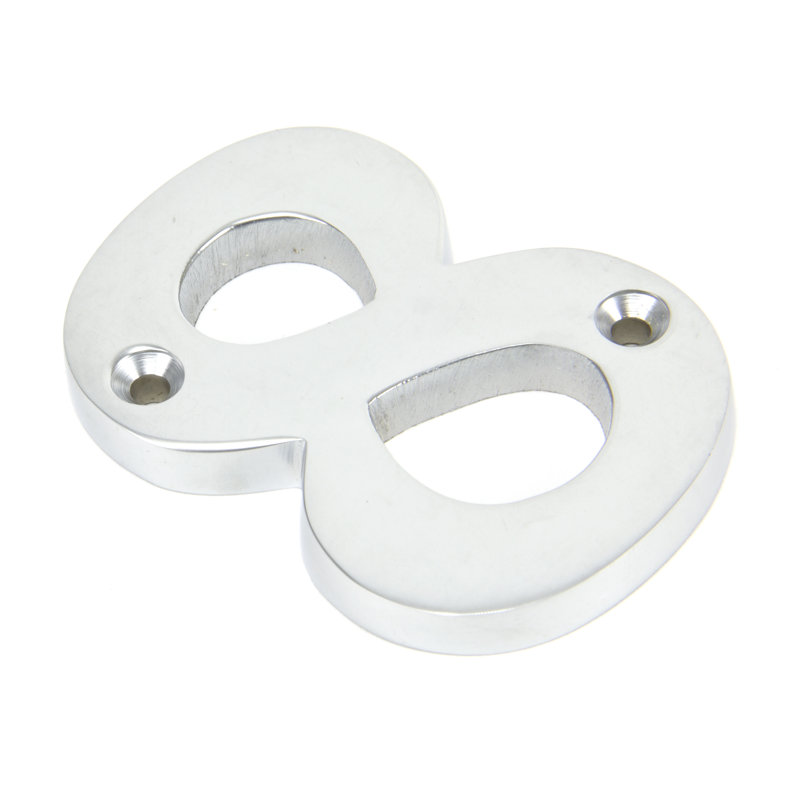 7.8cm H Metal House Number, 8, Satin Chrome