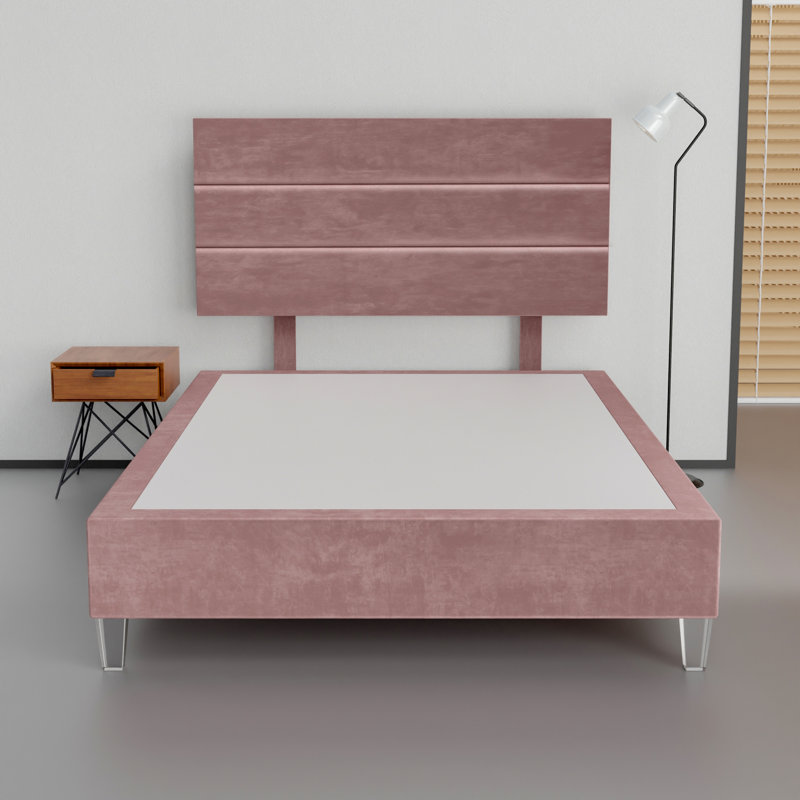 Lit plateforme tapissier Alisander, Simple, Rose foncé