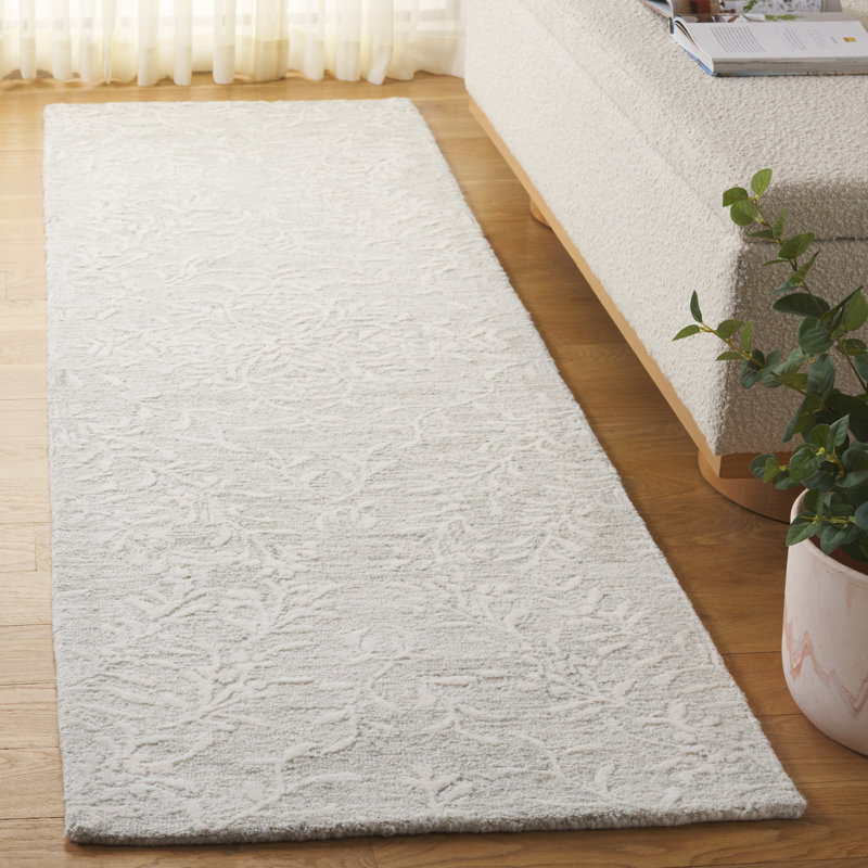 Quaniece 401 Hand Tufted Wool Pile Floral Rug, Runner 2'3" x 8'