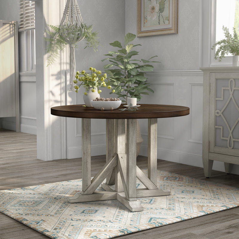 Crystell Round Solid Wood Base Dining Table