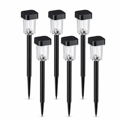 Paquet de 2 lumières solaires de sentier solaire d'extérieur, 6 000 lumières DEL de jardin blanc froid, éclairage de paysage marche / arrêt automatique résistant aux intempéries
