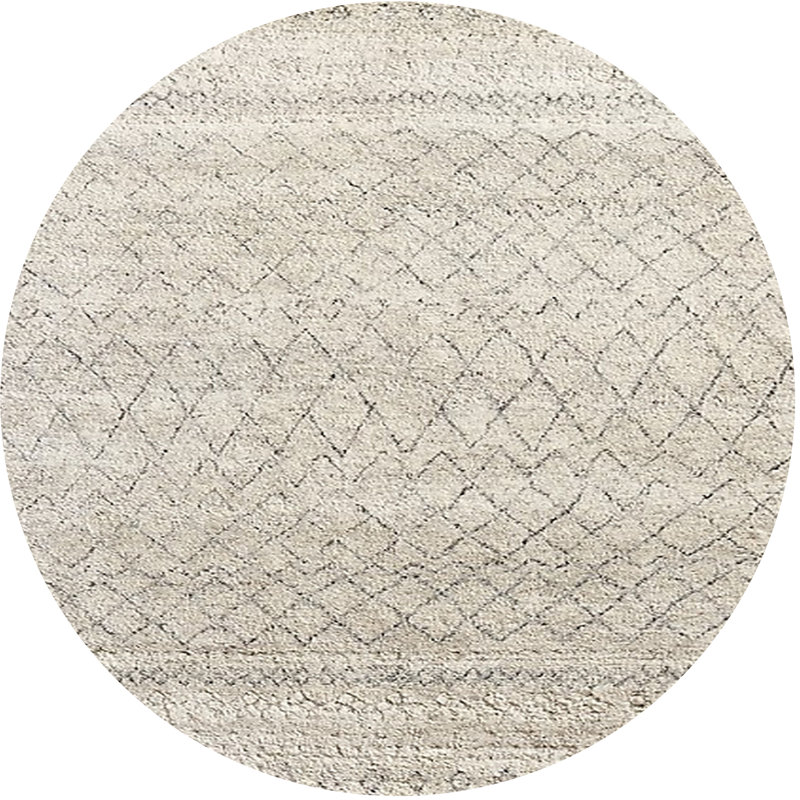 Tapis beige à motif géométrique Bourbeau, Rond 7 pi