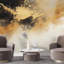 Murale abstraite noire et dorée, art moderne de luxe-865162229