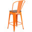 Tabouret de bar ou de comptoir en métal Marian avec dossier et siège en bois Marian-2101696441-2127243145-2101696412
