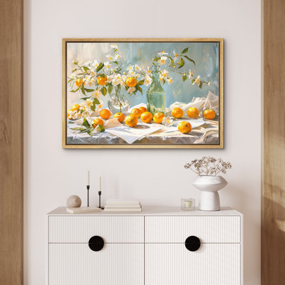 Aquarelle pastel, fleurs orange clair, fruits, œuvre d'art, photos de salon