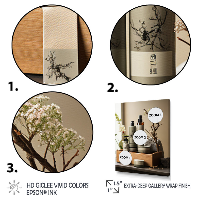 Art asiatique, articles de toilette Sumi II - impressions murales asiatiques, Encadrement doré, H 44 po x l 34 po x P 1,5 po