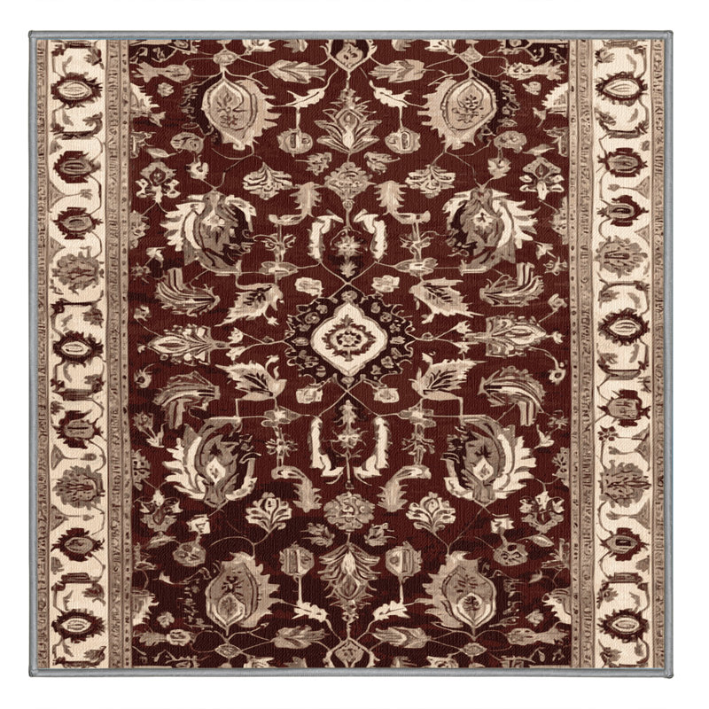 Machine Washable Persian Gray Area Rug, Square 3'