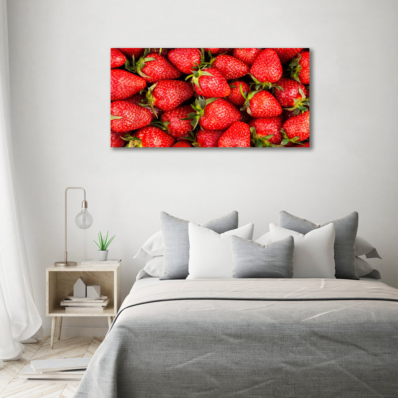 Strawberries - No Frame Print on Glass, 70cm H x 140cm W x 2cm D, Canvas