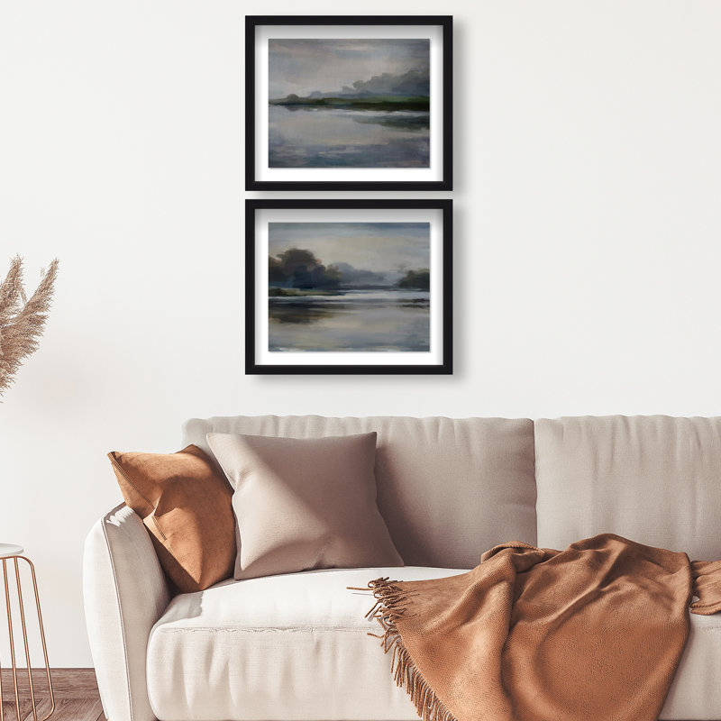Ensemble de 2 impressions sous-cadre Chiaroscuro Waters, paysages et nature, par Oliver Gal, 17.5"H x 21.5"W Set of 2