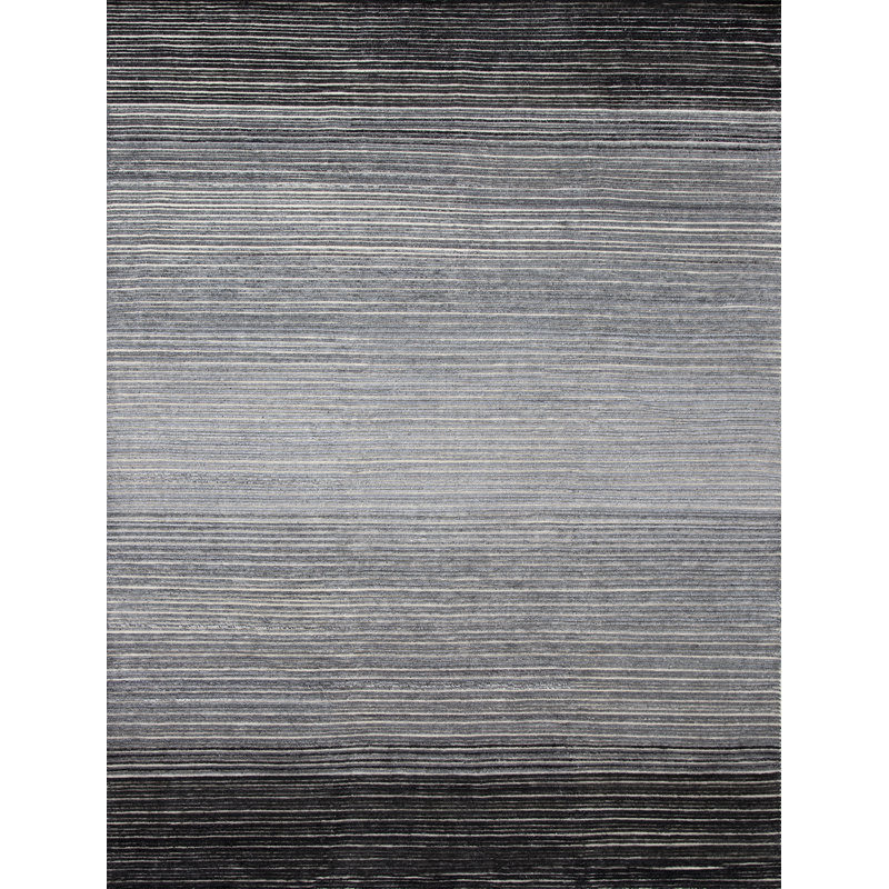 Lagos Wool Ombre Area Rug in Black/Gray/Silver/Platinum, Rectangle 12' x 18'