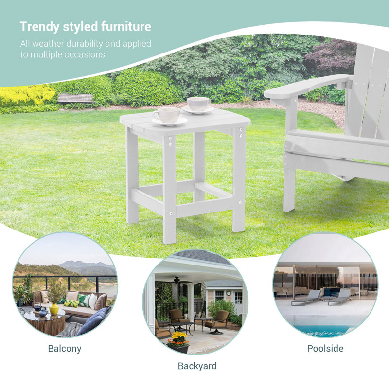 Table d'appoint d'extérieur, table basse Adirondack, Blanc