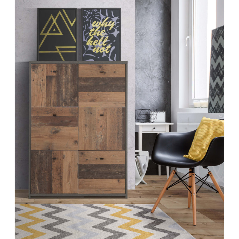 Filippone 77.2cm Sideboard, Concrete-like appearance/Old wood vintage